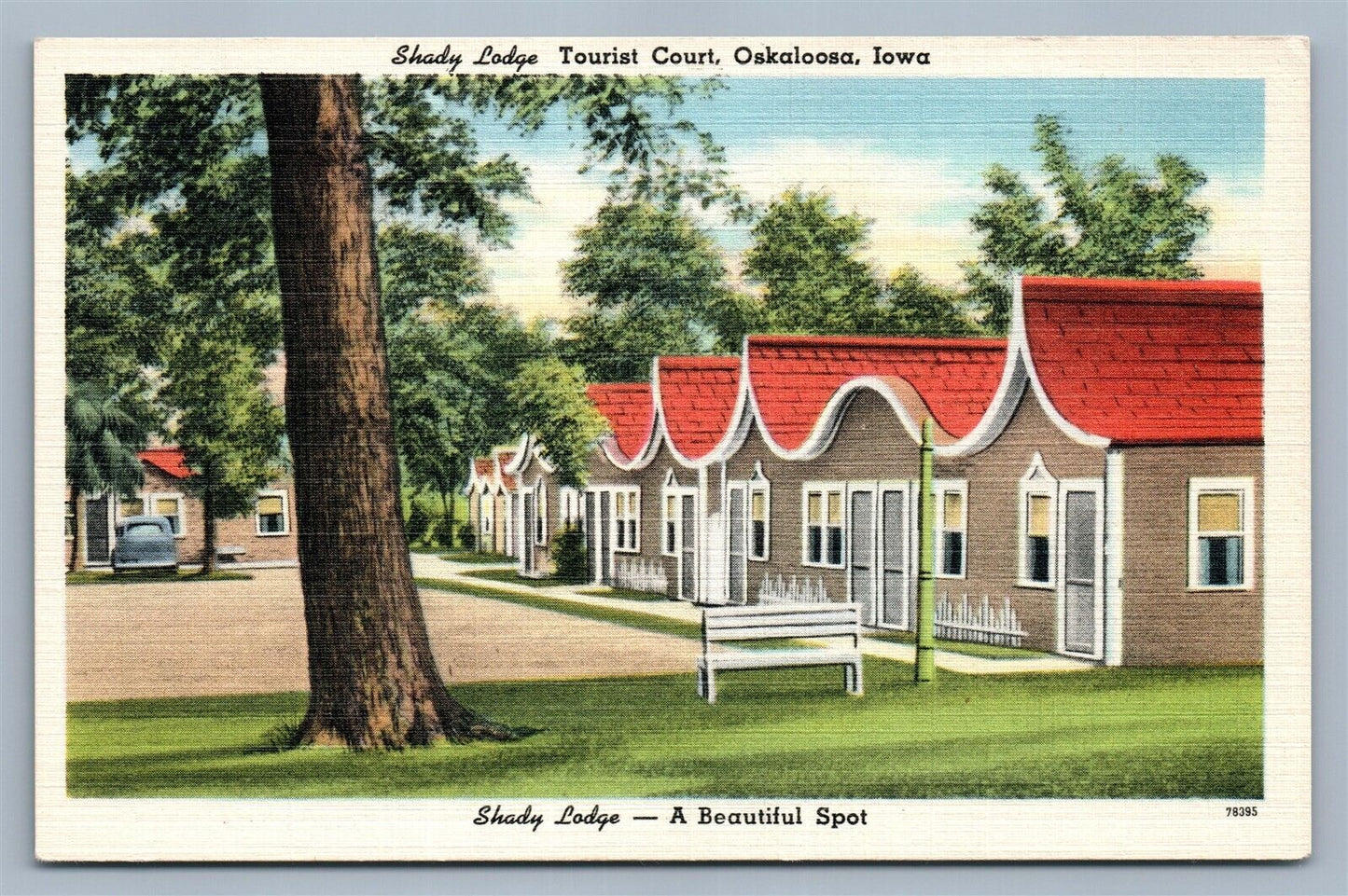 OSKALOOSA IA TOURIST COURT SHADY LODGE ADVERTISING ANTIQUE POSTCARD