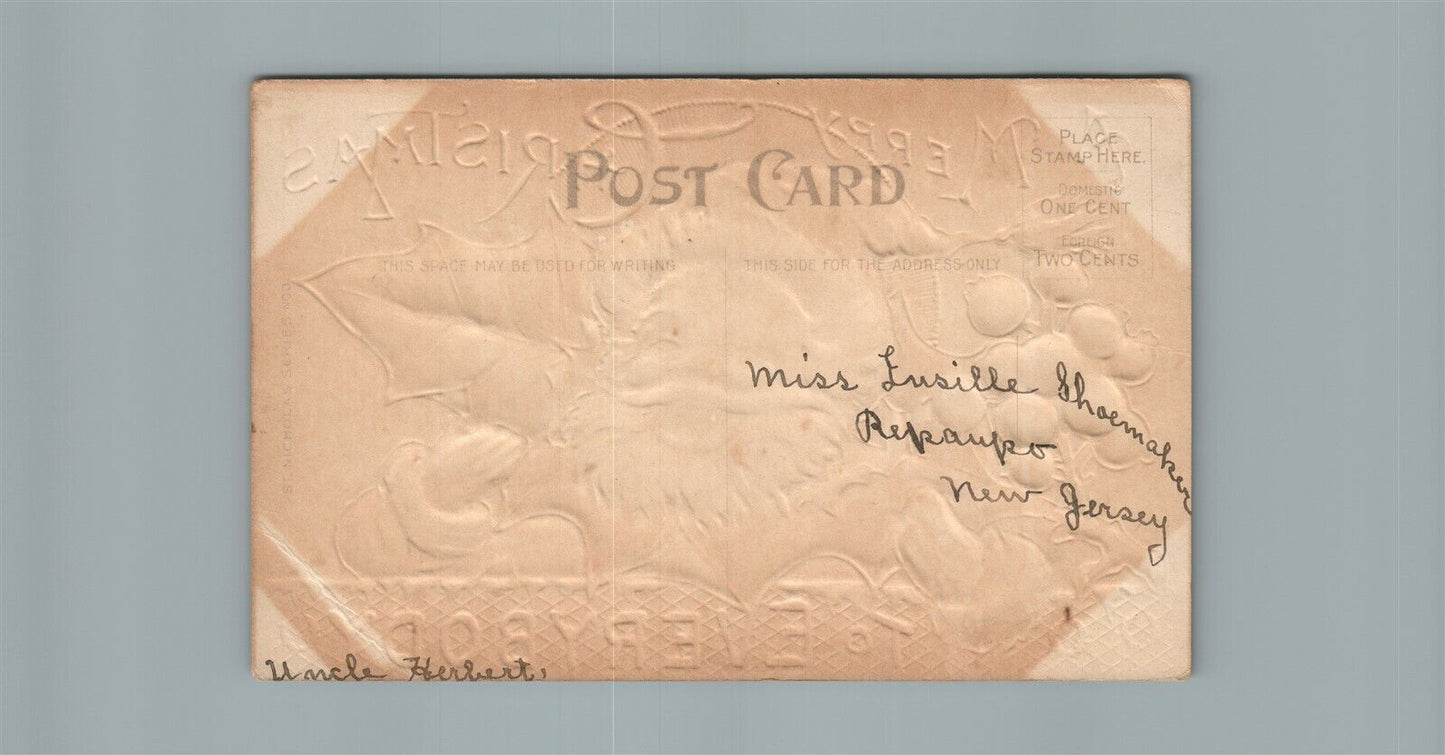 MERRY CHRISTMAS TO EVERYBODY ANTIQUE SANTA POSTCARD