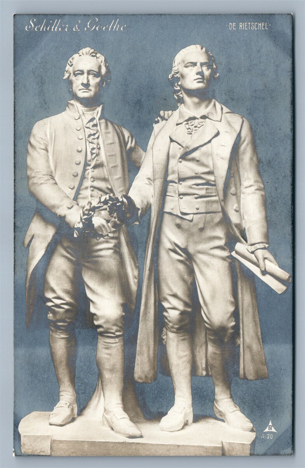 WEIMAR GERMANY SCHILLER & GOETHE MONUMENT ANTIQUE REAL PHOTO POSTCARD RPPC