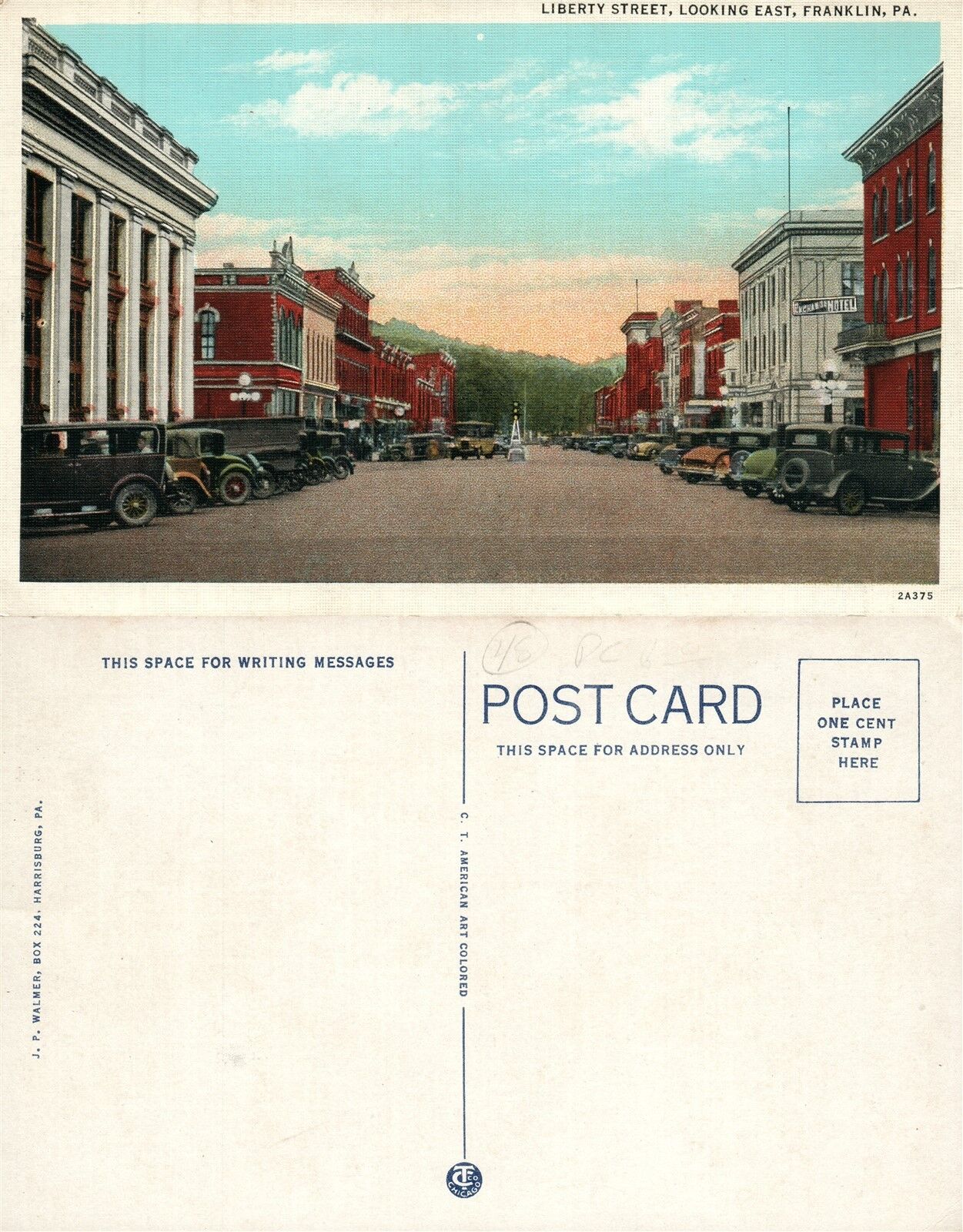 FRANKLIN PA LIBERTY STREET VINTAGE POSTCARD