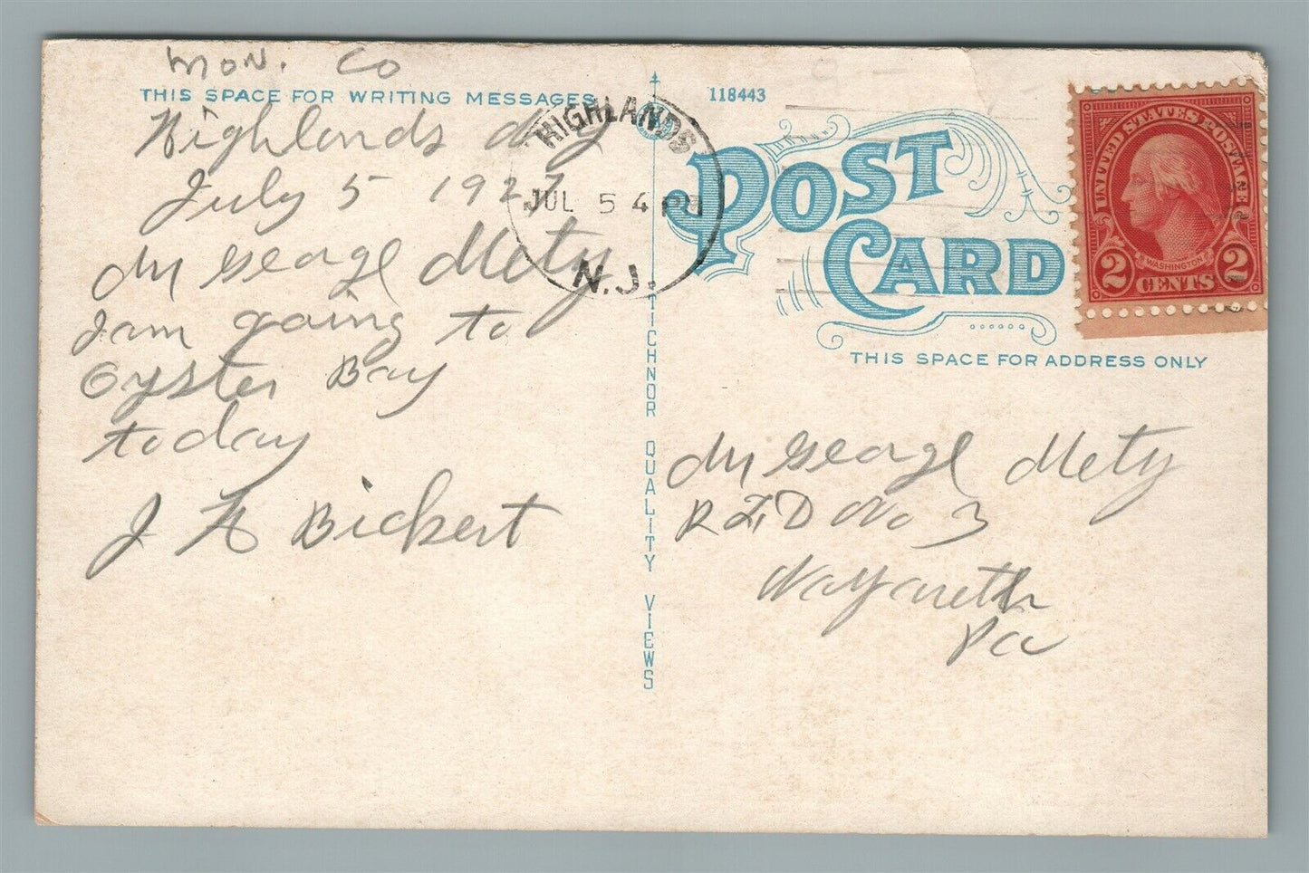 HIGHLANDS NJ AT THE BEACH ANTIQUE POSTCARD