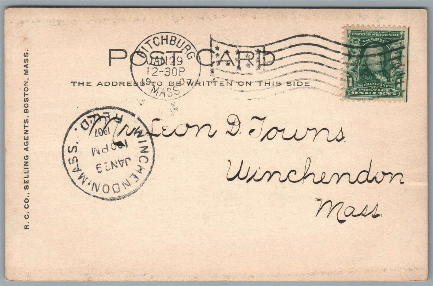 FITCHBURG MA STATE NORMAL SCHOOL ANTIQUE REAL PHOTO POSTCARD RPPC