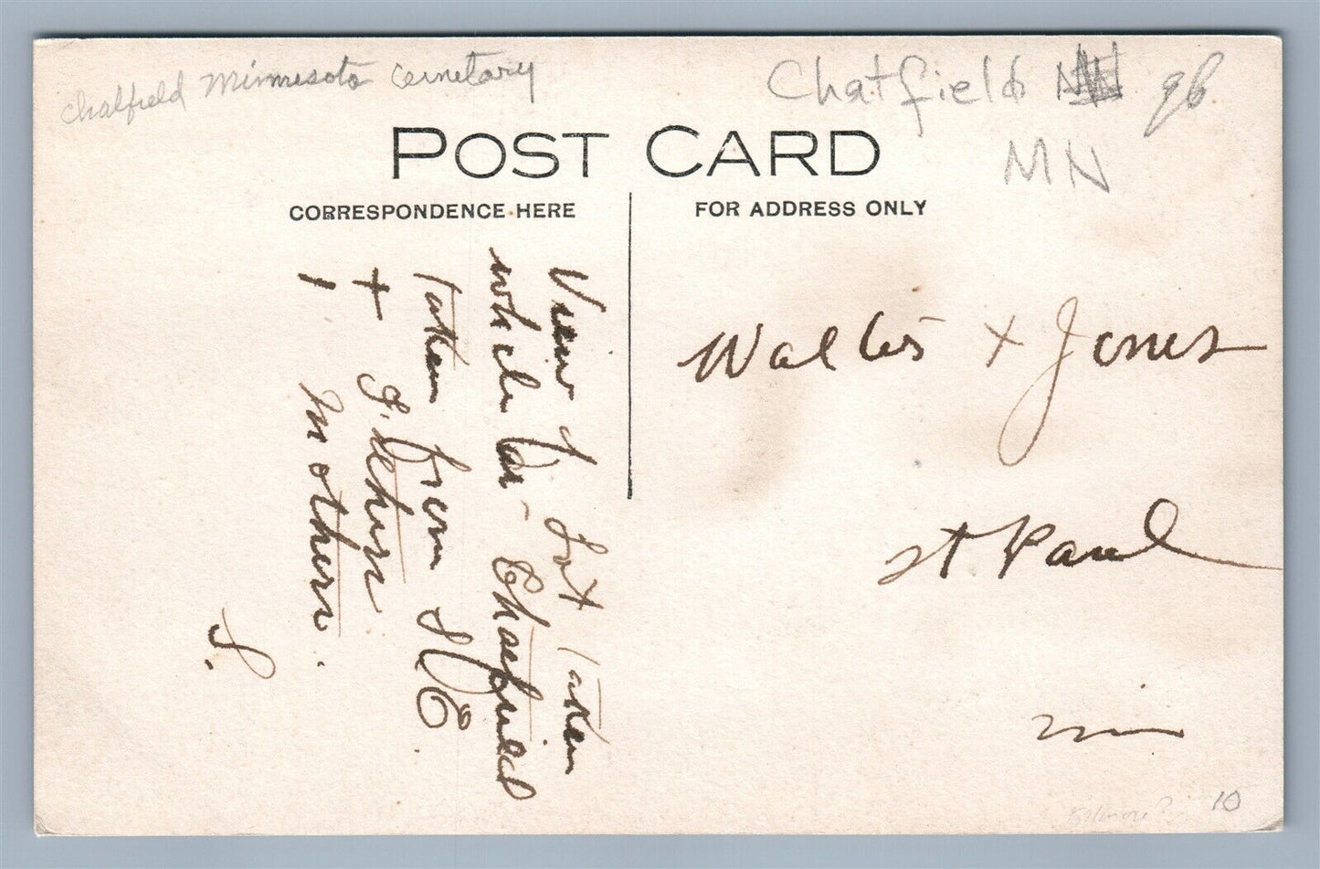 CHATFIELD MN CEMETERY ANTIQUE REAL PHOTO POSTCARD RPPC