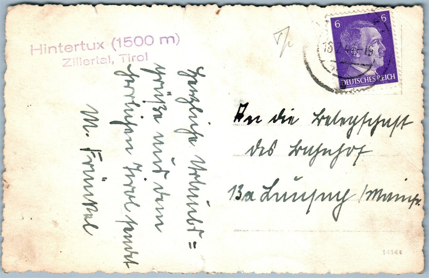 TIROL AUSTRIA PENSION HAUS ILLINGER VINTAGE WWII REAL PHOTO POSTCARD RPPC STAMP