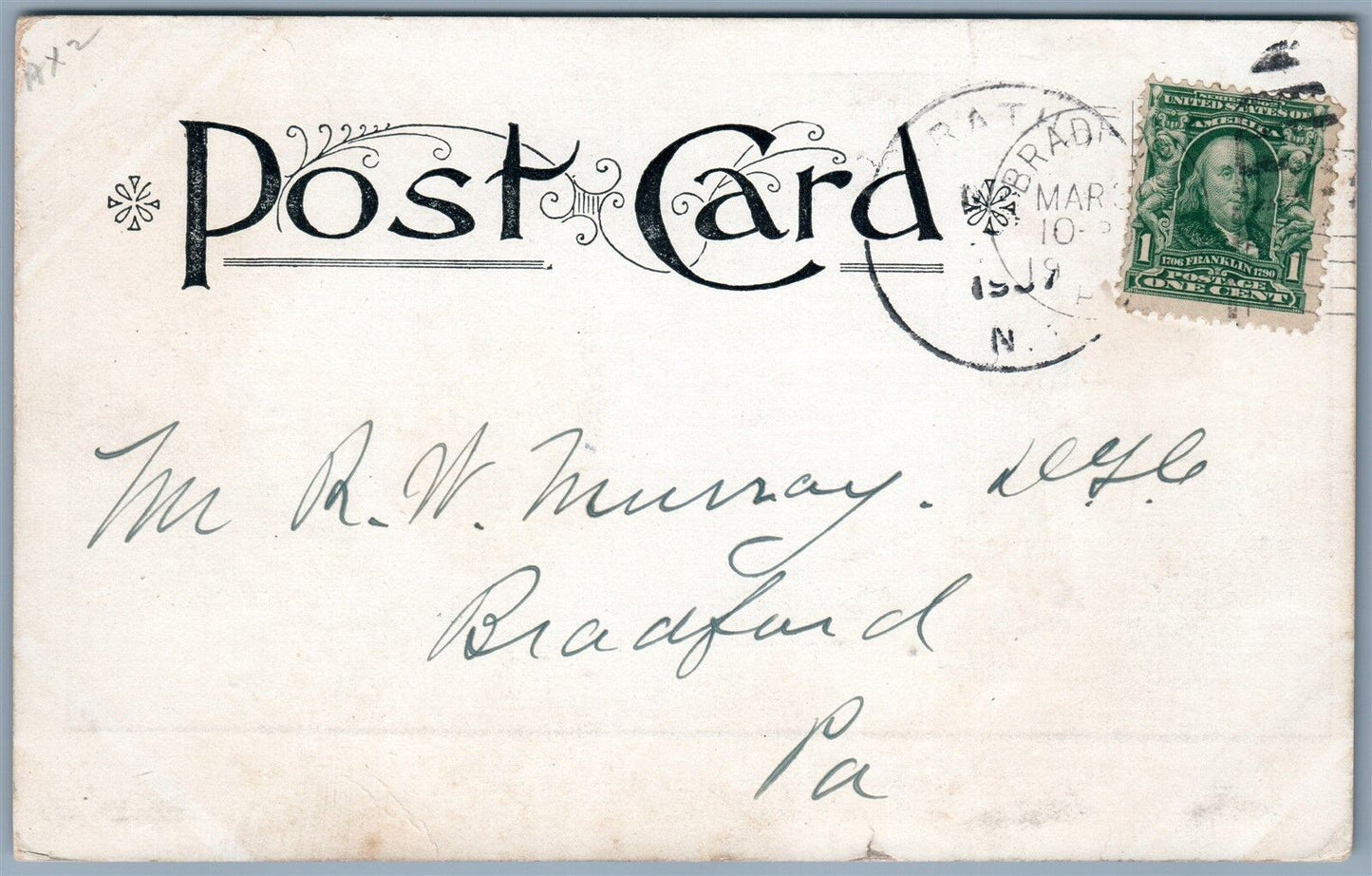 MARATHON NY MAIN STREET 1907 UNDIVIED ANTIQUE POSTCARD