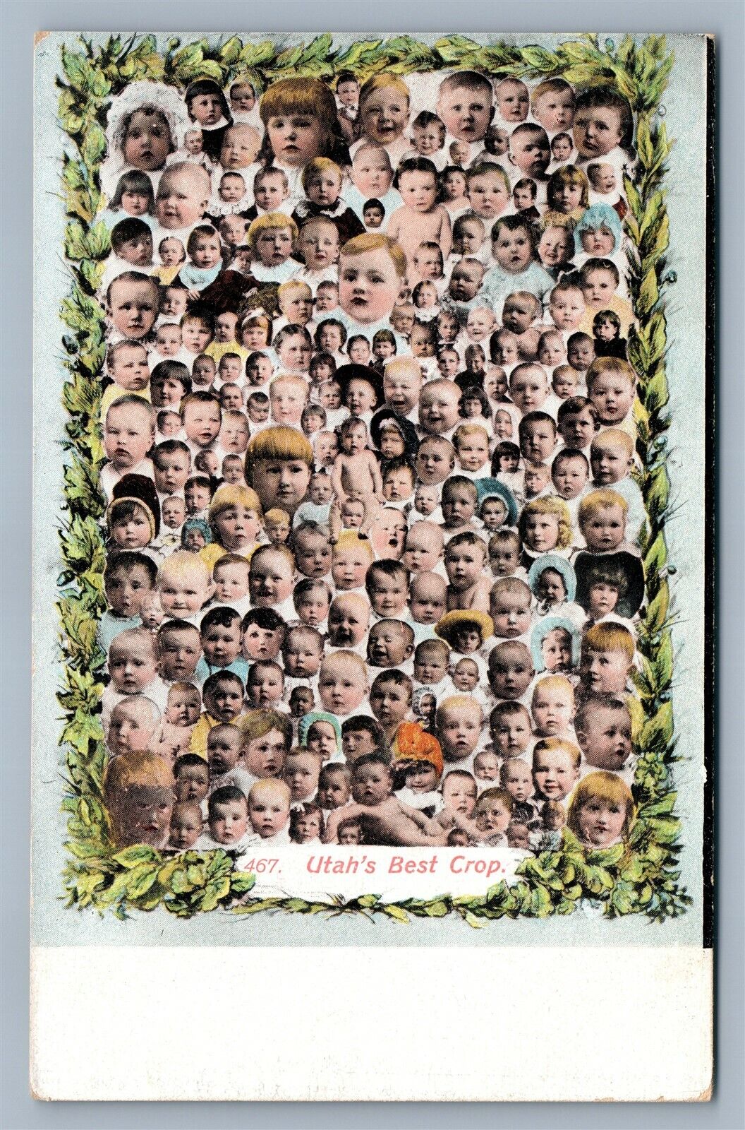 MULTI BABIES UTAH'S BEST CROP ANTIQUE POSTCARD