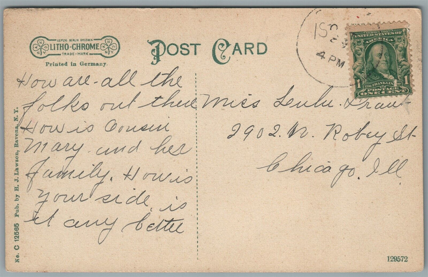 RAVENA NY CENTRAL AVENUE ANTIQUE POSTCARD