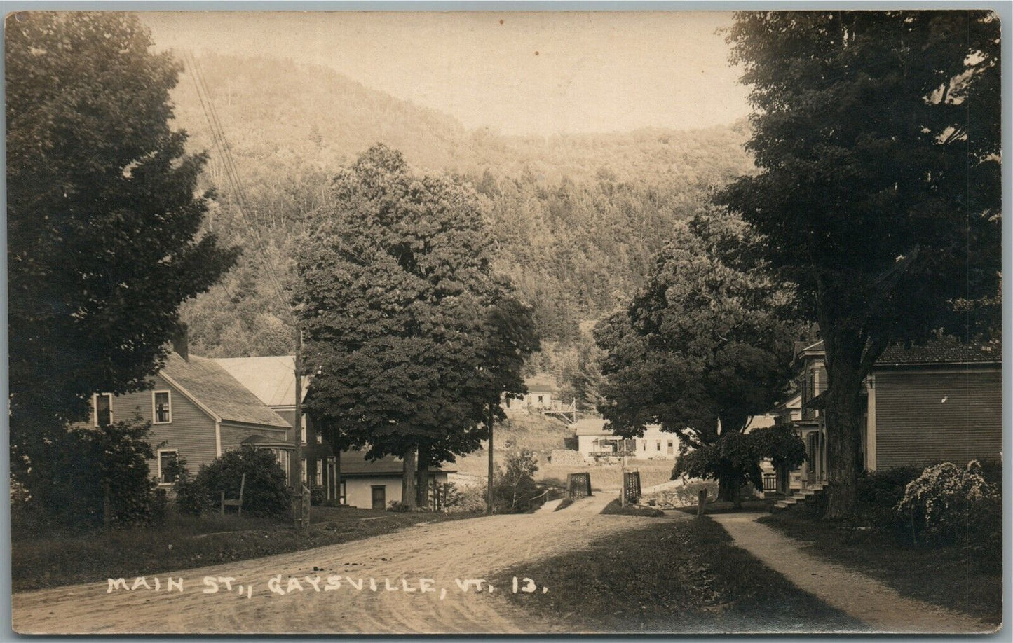 GAYSVILLE VT MAIN STREET ANTIQUE REAL PHOTO POSTCARD RPPC