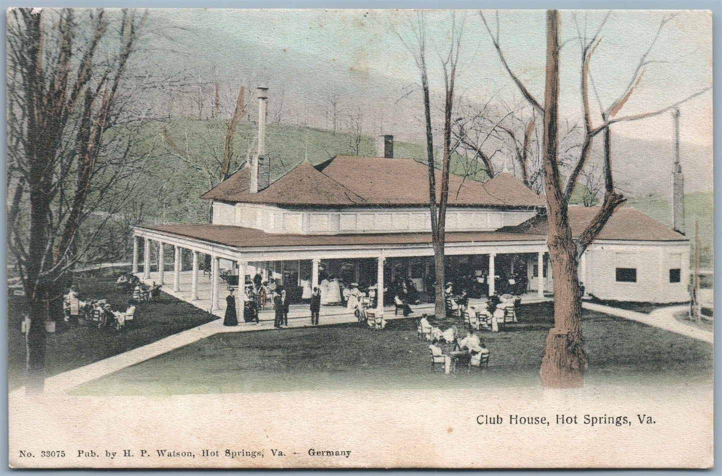HOT SPRINGS VA CLUB HOUSE ANTIQUE POSTCARD