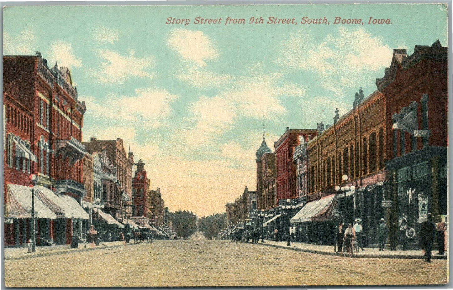 BOONE IA STORY STREET ANTIQUE POSTCARD