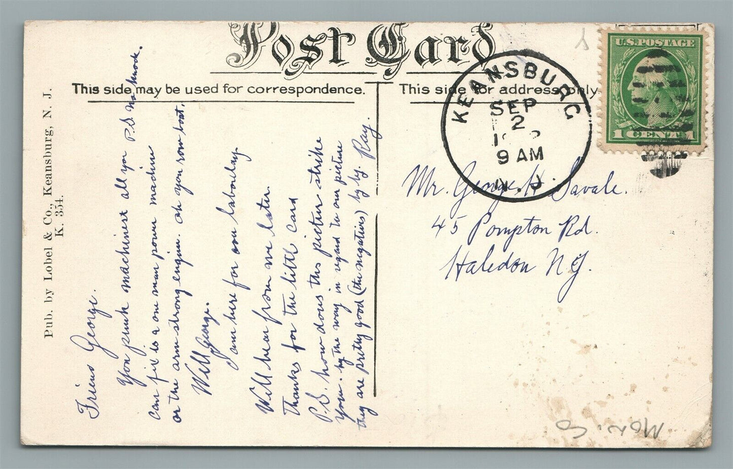 KEANSBURG NJ CAMP JAHN STREET SCENE ANTIQUE POSTCARD