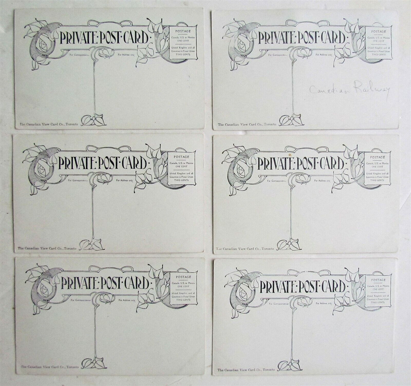 LOT of 6 CANADIAN RAILWAY VIEWS ANTIQUE POSTCARDS PRIVATE MAILING CARDS