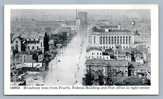 LOUISVILLE KY FLOOD SCENE BROADWAY FEDERAL BLDG POST OFFICE ANTIQUE POSTCARD