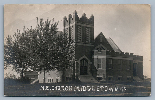 MIDDLETOWN IL M.E.CHURCH ANTIQUE REAL PHOTO POSTCARD RPPC