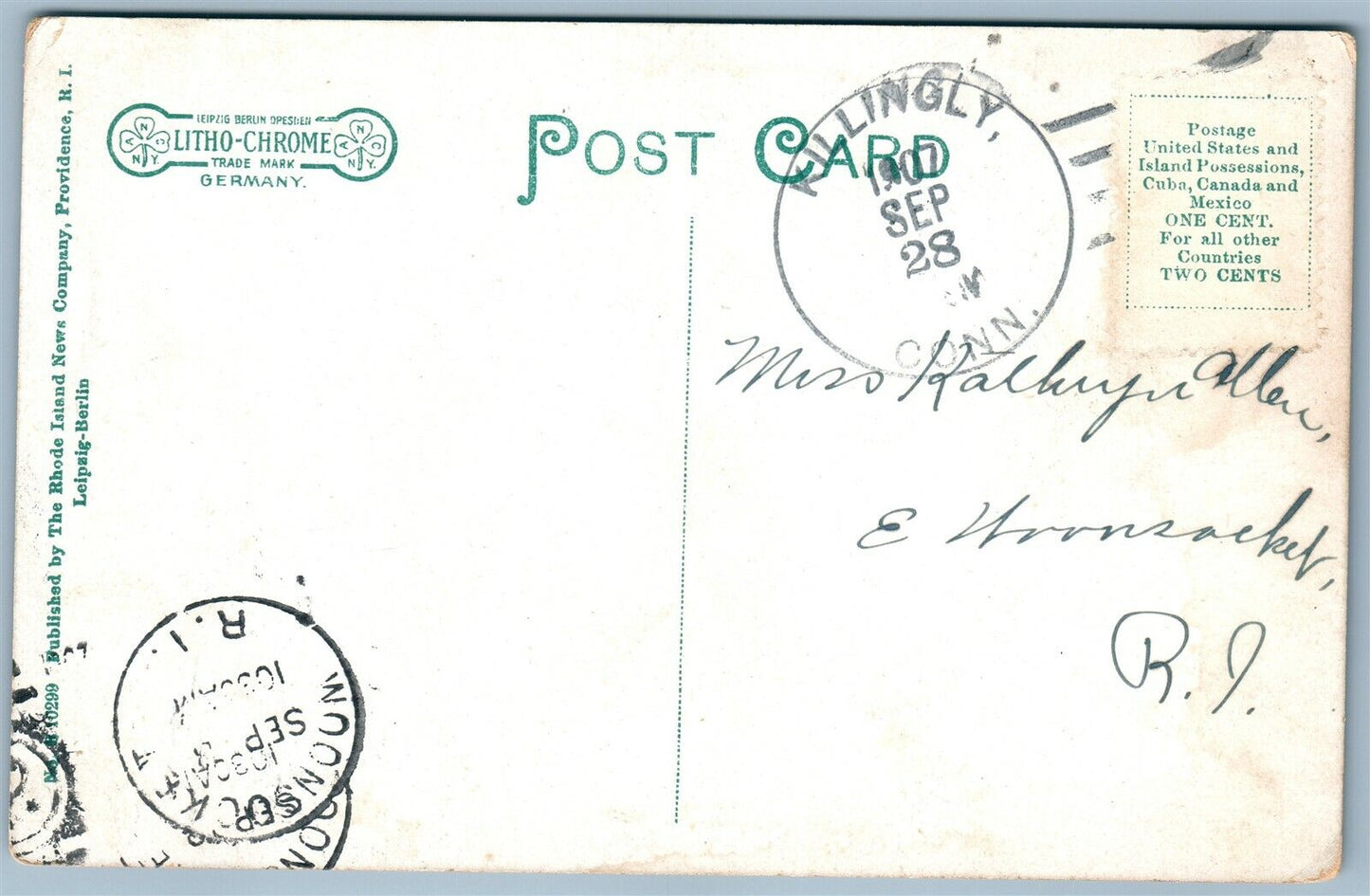 EAST KILLINGLY CT ANTIQUE POSTCARD