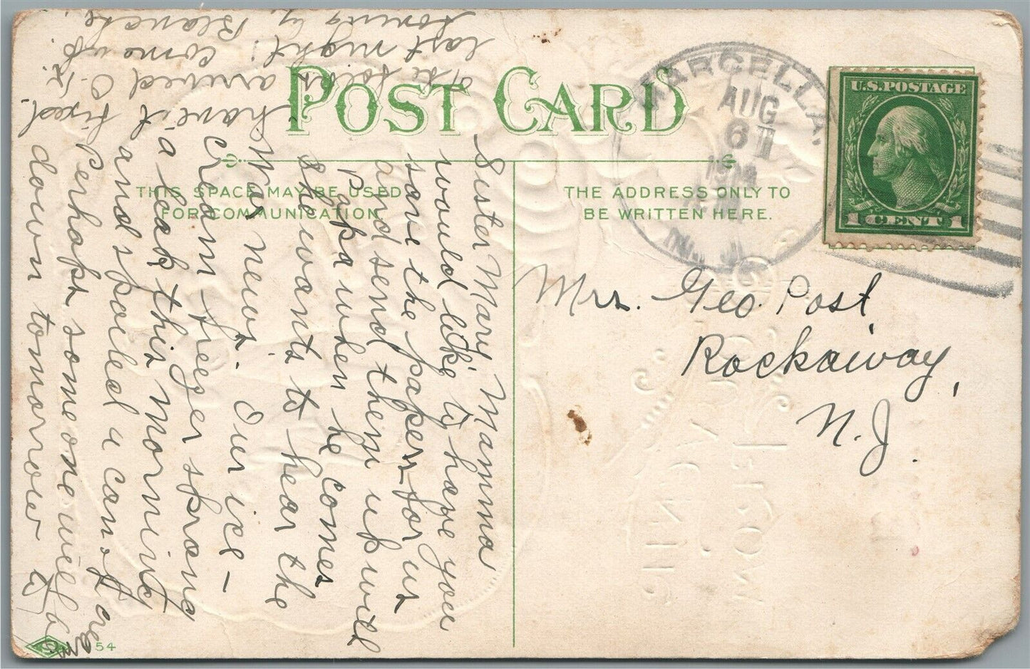 MARRELLA NJ SOUVENIR ANTIQUE POSTCARD