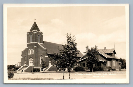 ADAMS WI ST.JOSEPH CATHOLIC CHURCH ANTIQUE REAL PHOTO POSTCARD RPPC