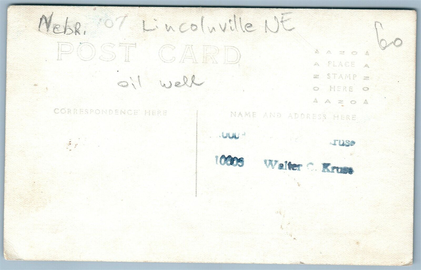 LINCOLNVILLE NE OIL WELL ANTIQUE REAL PHOTO POSTCARD RPPC