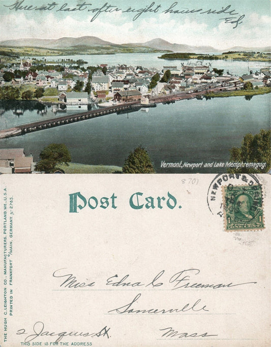 NEWPORT VT & LAKE MEMPHREMAGOG ANTIQUE UNDIVIDED POSTCARD