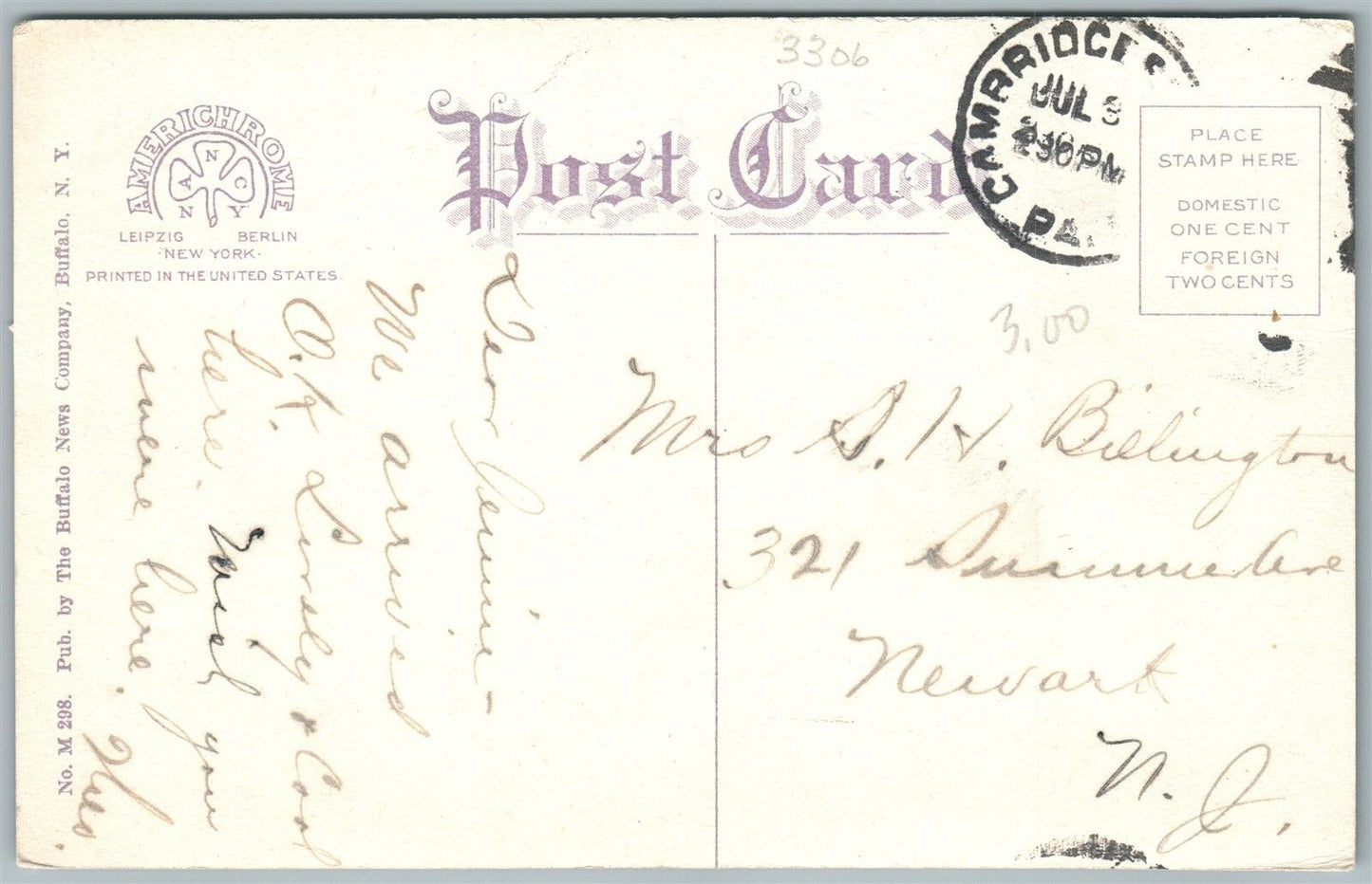 CAMBRIDGE SPRINGS PA RIVERSIDE HOTEL ANTIQUE POSTCARD