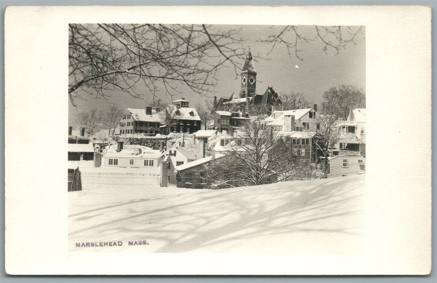 MARBLEHEAD MA VINTAGE REAL PHOTO POSTCARD RPPC