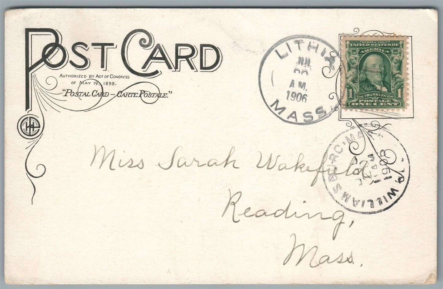 GOSHEN MA TOWN HALL & CHURCH ANTIQUE POSTCARD