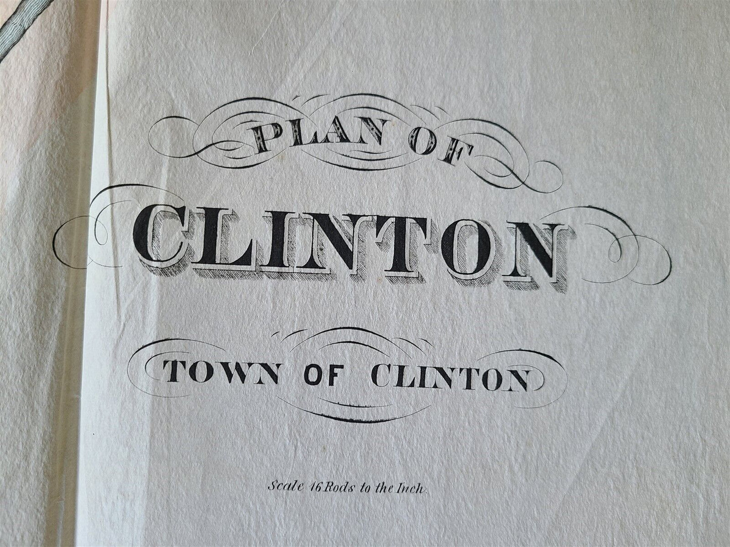 PLAN of TOWN of CLINTON MA antique 31.5 by 39.5"