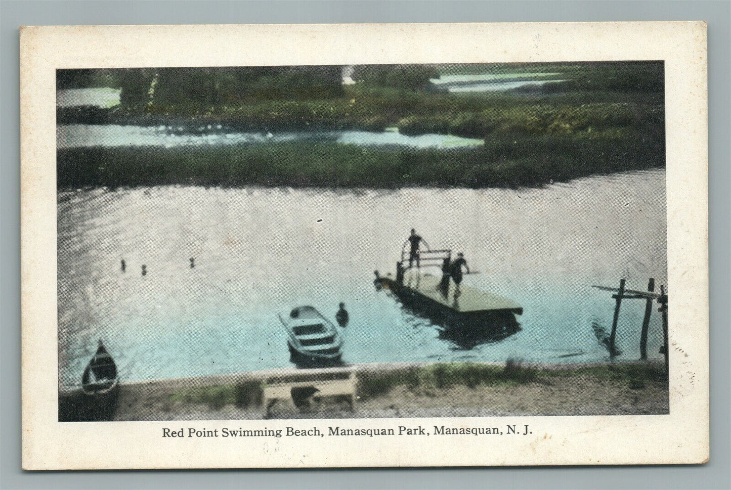 MATASQUAN NJ RED POINT SWIMMING BEACH ANTIQUE POSTCARD