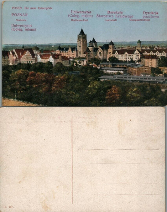 VINTAGE POLISH POSTCARD GENERAL VIEW OF POZNAN POLAND