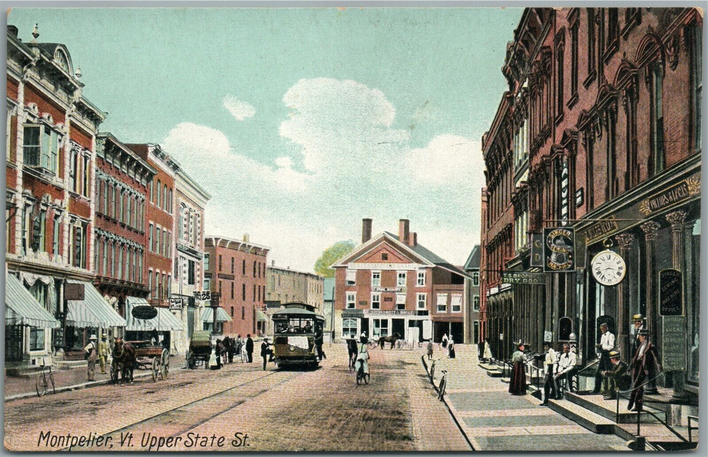 MONTPELIER VT UPPER STATE STREET ANTIQUE POSTCARD