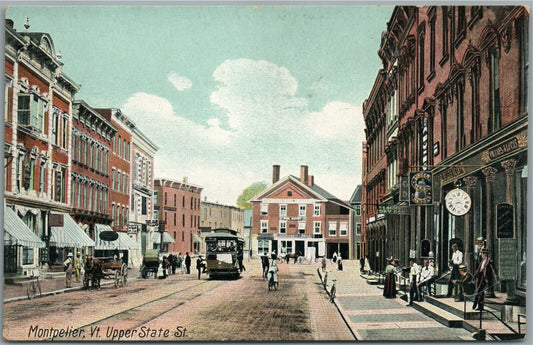 MONTPELIER VT UPPER STATE STREET ANTIQUE POSTCARD