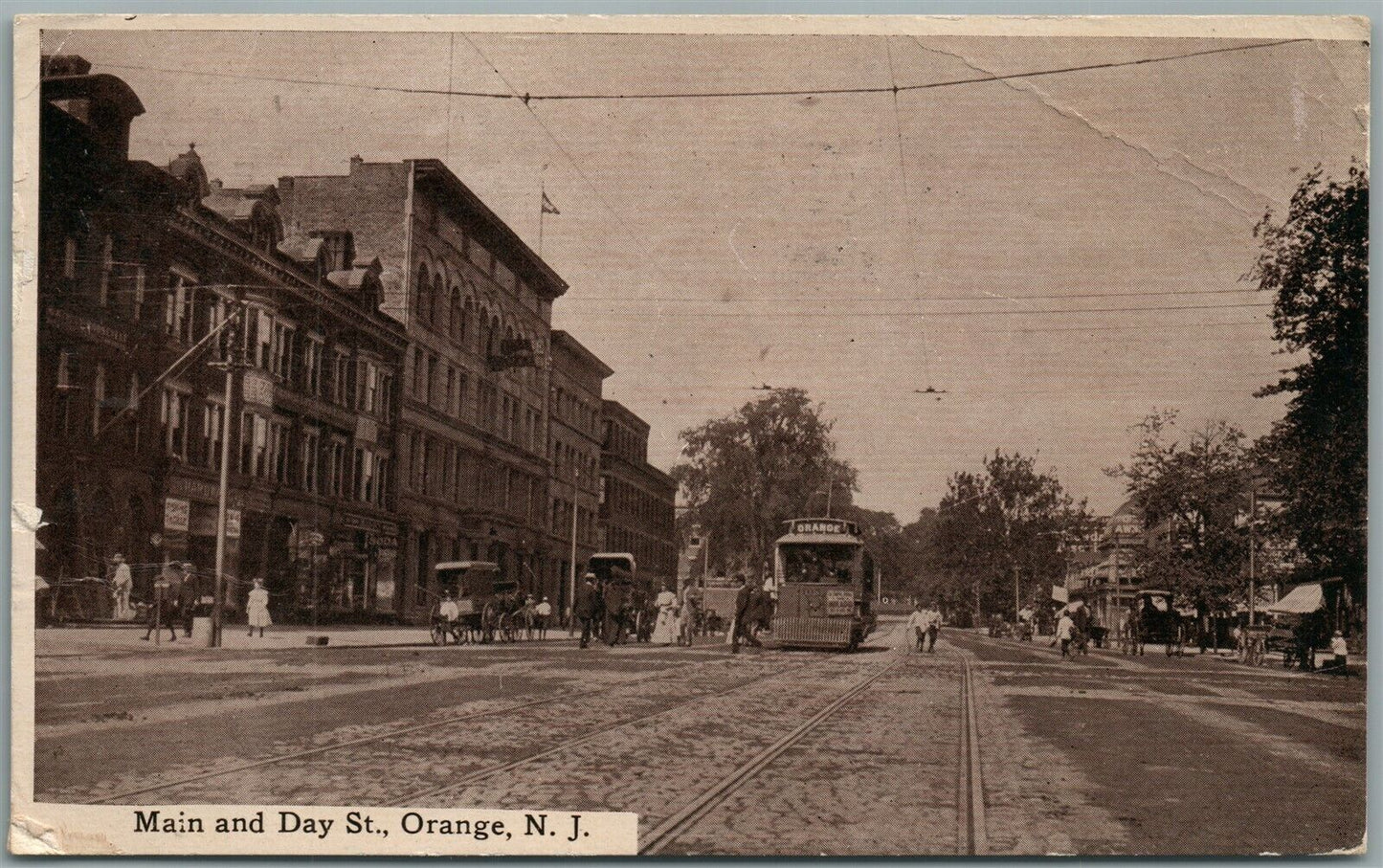 ORANGE NJ MAIN & DAT ST. ANTIQUE POSTCARD