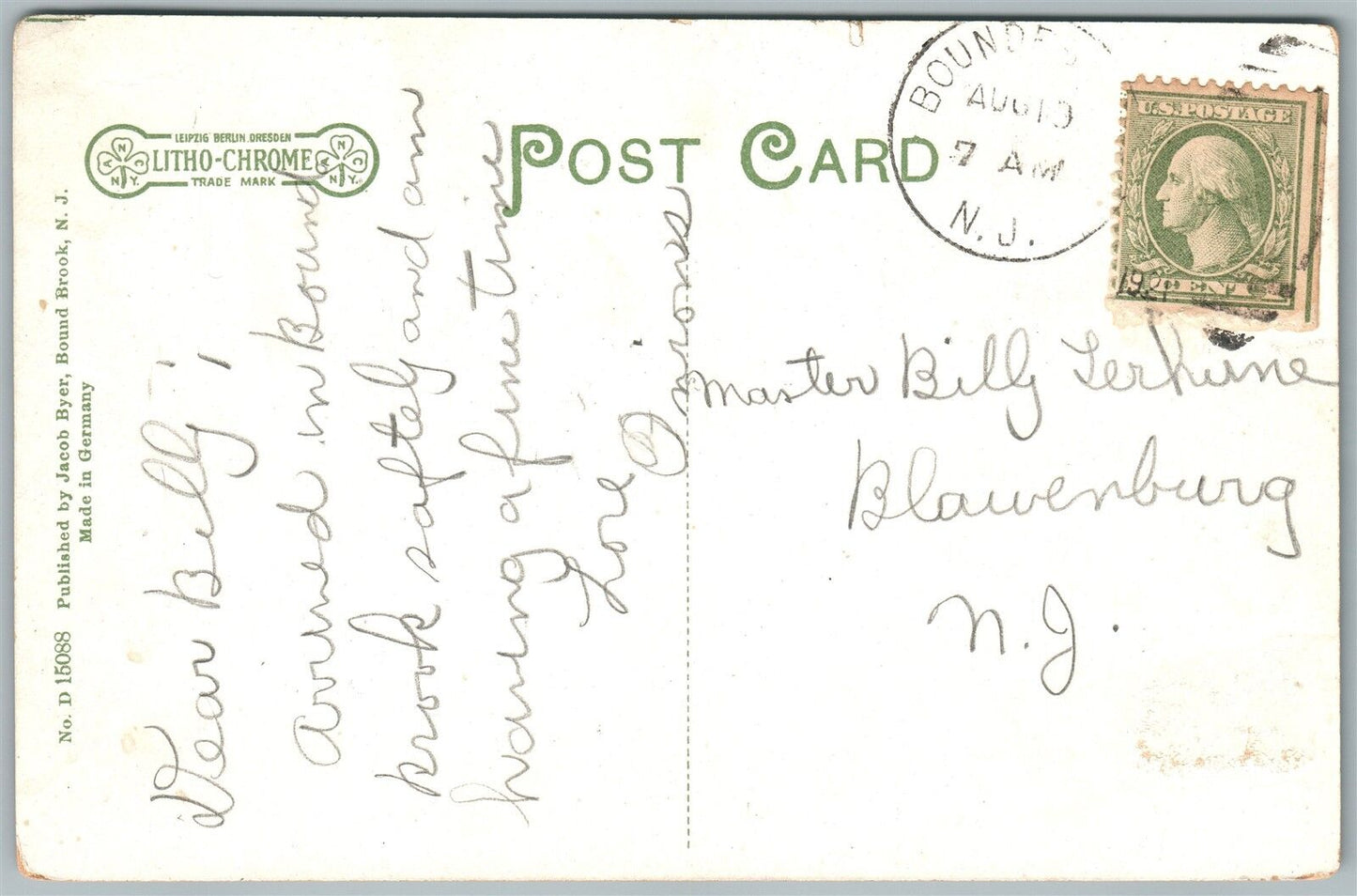 BOUND BROOK NJ MIDDLEBROOK ANTIQUE POSTCARD