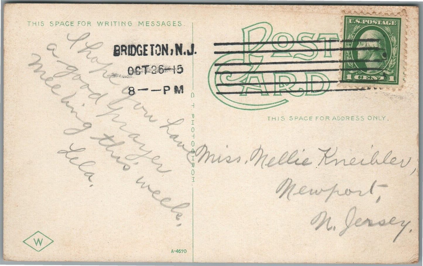 BRIDGETON NJ NORTH LAUREL STREET ANTIQUE POSTCARD