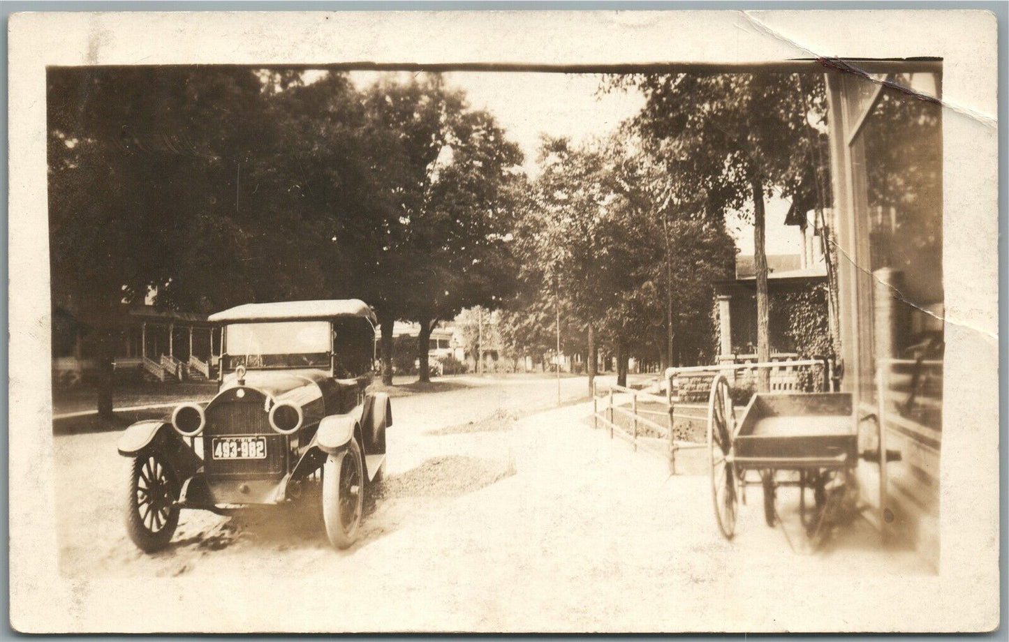 HORNELL or CORNING NY OLD CAR NY LICENSE PLATE ANTIQUE REAL PHOTO POSTCARD RPPC