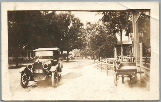 HORNELL or CORNING NY OLD CAR NY LICENSE PLATE ANTIQUE REAL PHOTO POSTCARD RPPC