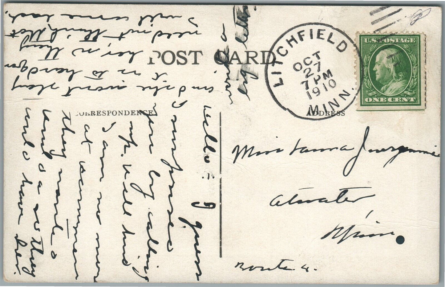 LITCHFIELD MN CATHOLIC CHURCH ANTIQUE POSTCARD