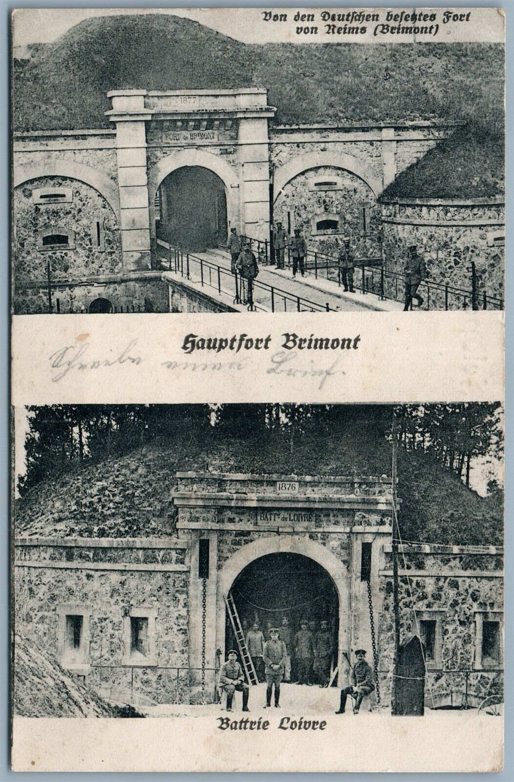 WWI FELDPOSTKARTE 1915 ANTIQUE POSTCARD GERMAN SOLDIERS IN BRIMONT FRANCE