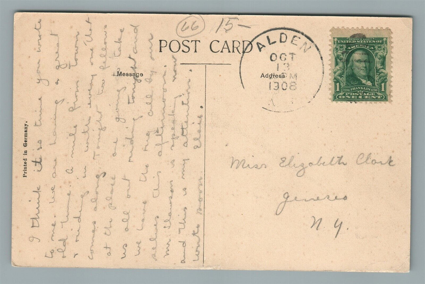 ALDEN NY MAIN STREET ANTIQUE POSTCARD