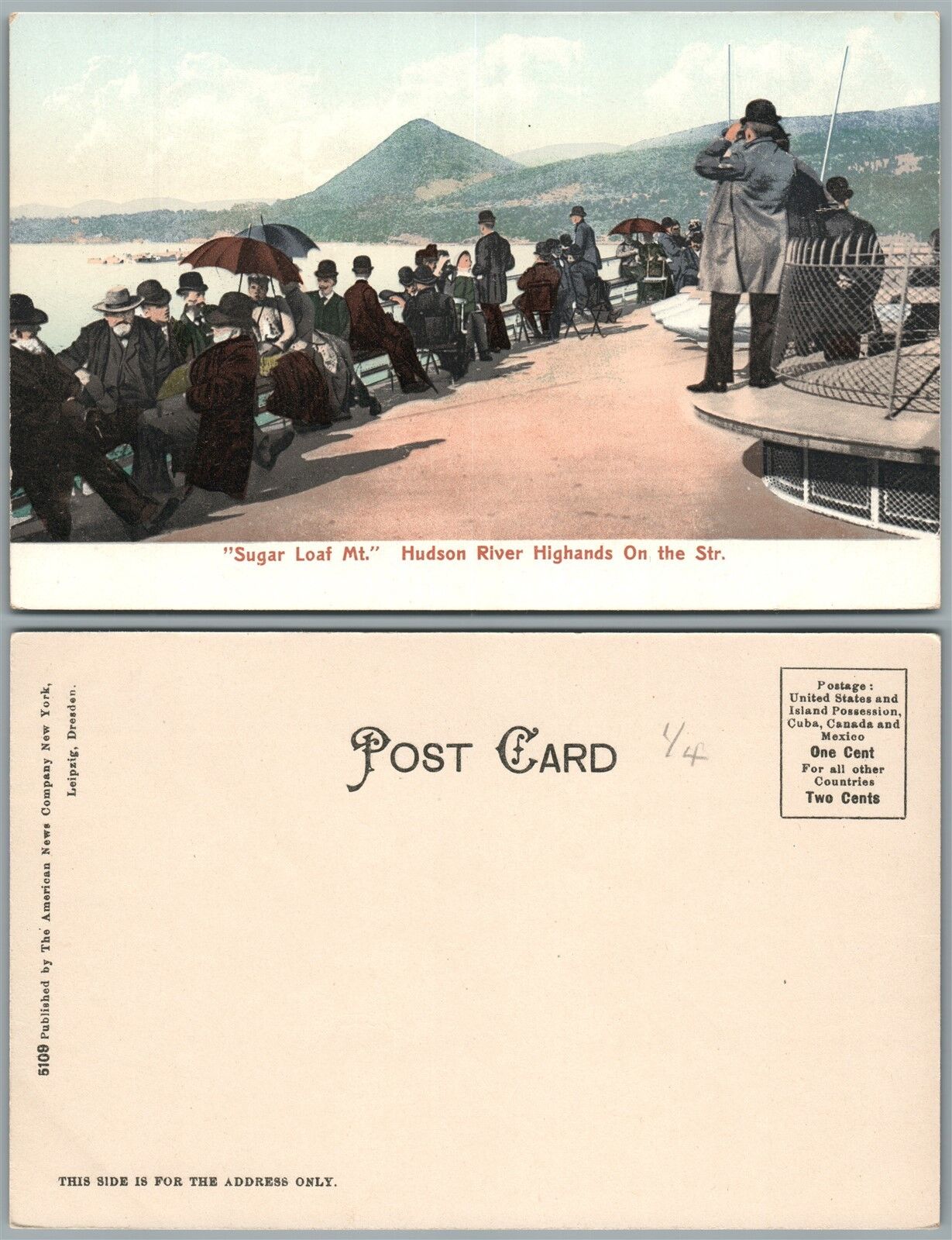 NEW YORK HUDSON RIVER HIGHLANDS SUGAR LOAF MT. ANTIQUE UNDIVIDED POSTCARD