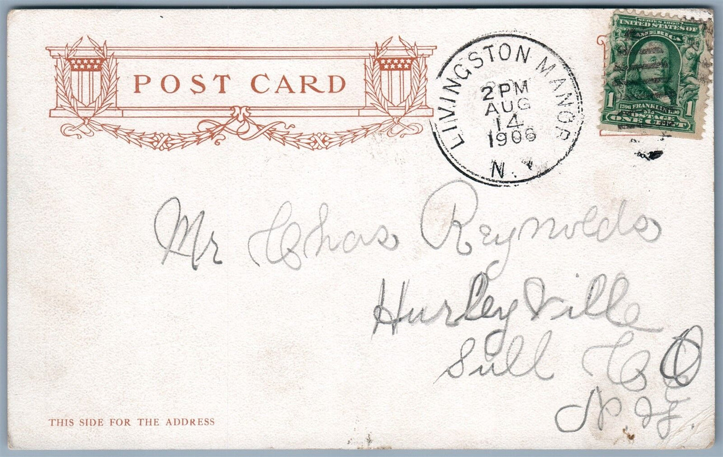 LIVINGSTON MANOR NY ST.ALOYSIUS CHURCH UNDIVIDED 1906 ANTIQUE POSTCARD