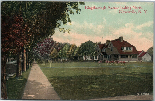 GLOVERSVILLE NY KINGSBOROUGH AVENUE ANTIQUE POSTCARD