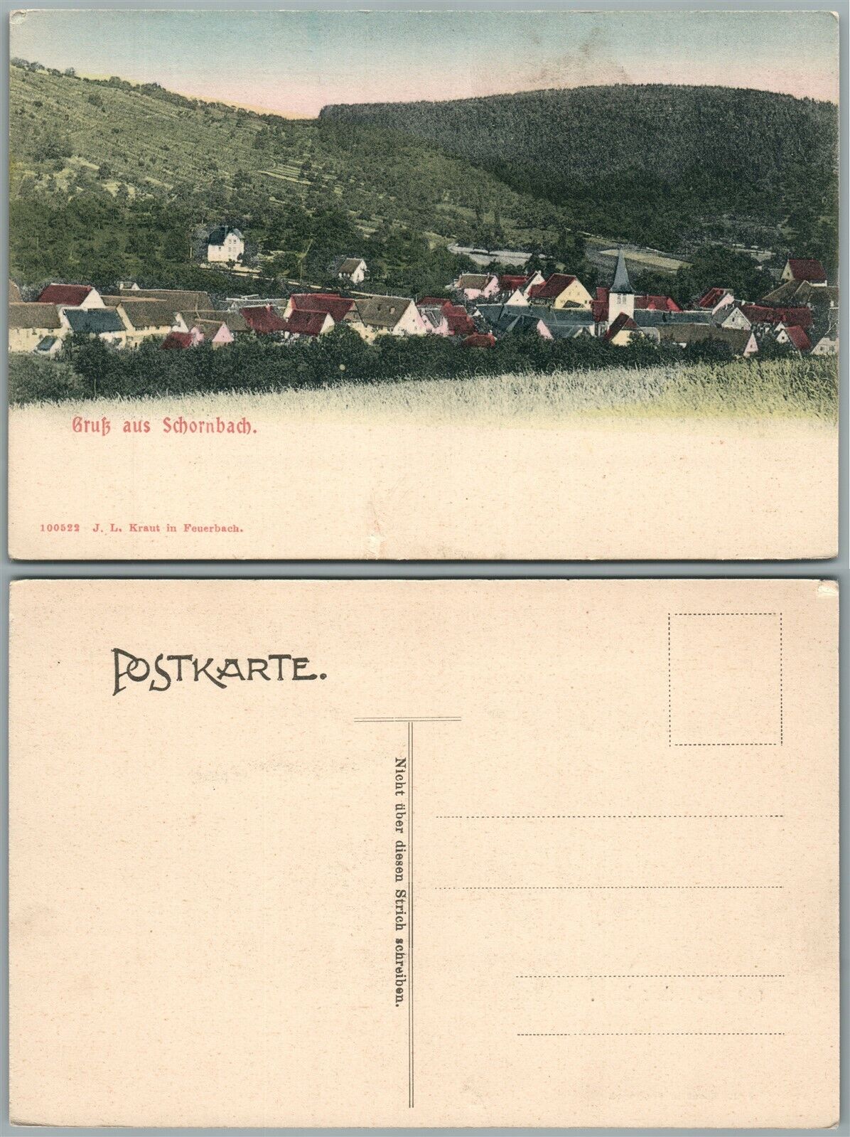 GRUSS AUS SCHORNBACH GERMANY ANTIQUE POSTCARD