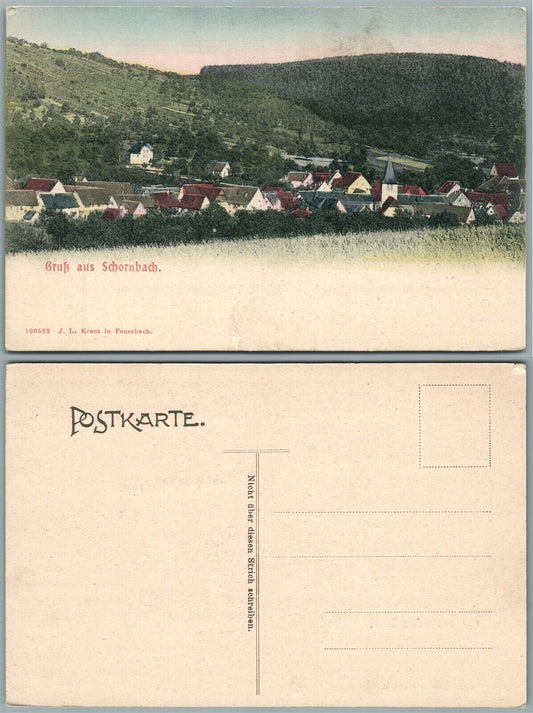 GRUSS AUS SCHORNBACH GERMANY ANTIQUE POSTCARD
