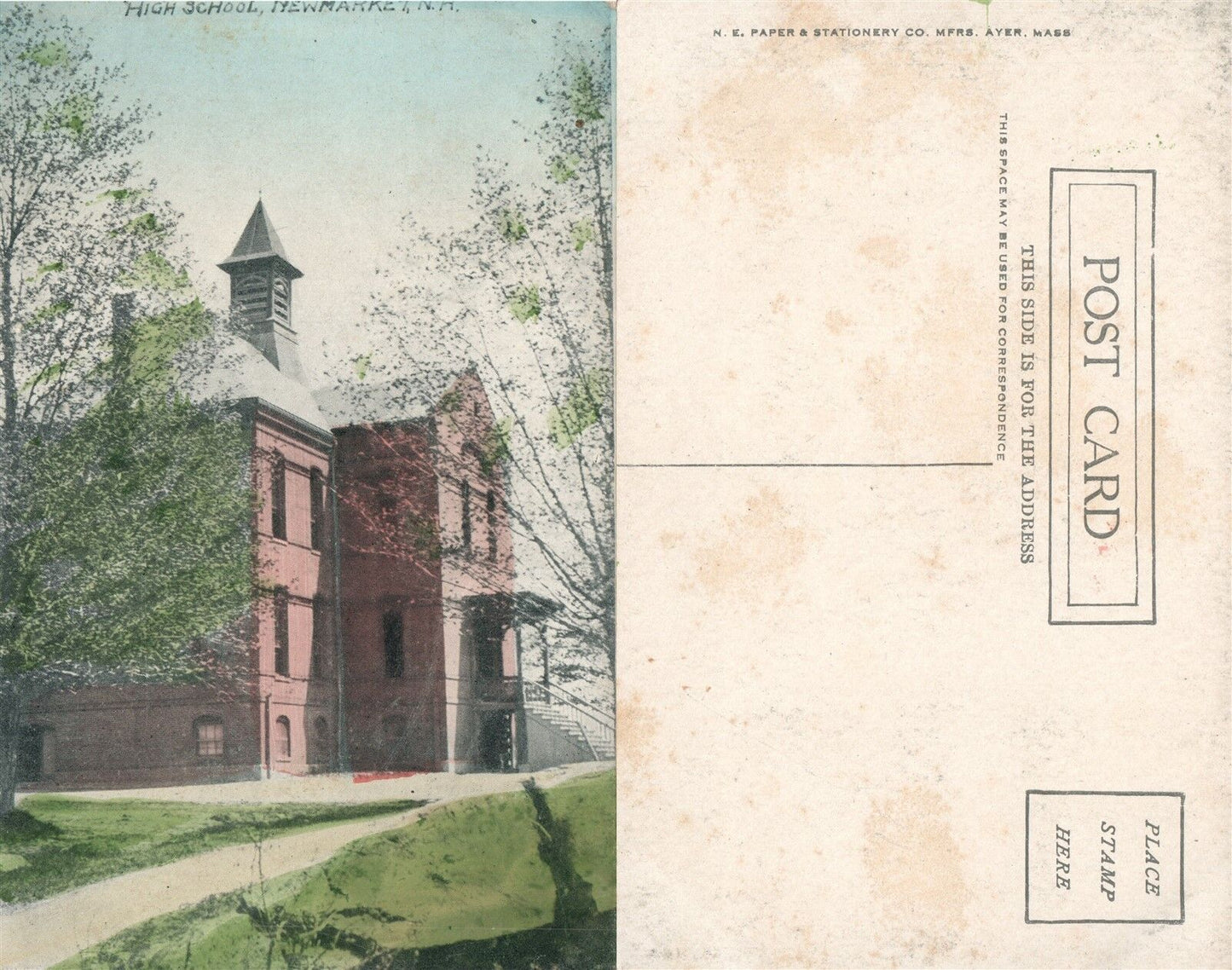 NEWMARKET N.H. HIGH SCHOOL ANTIQUE POSTCARD