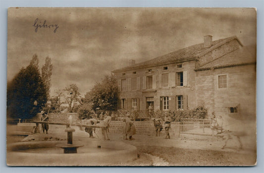 GERMAN SOLDIERS CLEANING TERRITORY WWI ANTIQUE REAL PHOTO POSTCARD RPPC