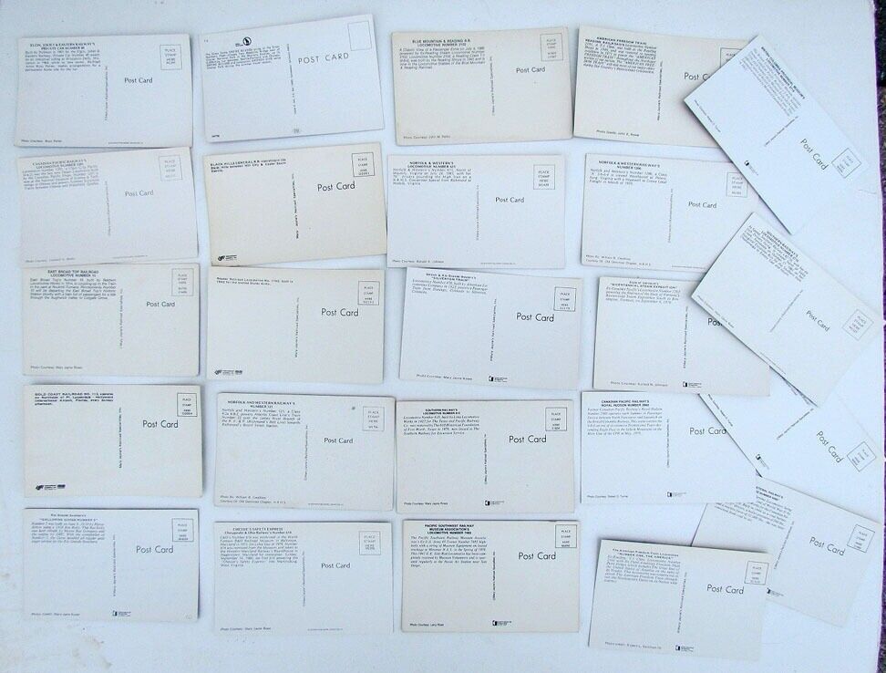LOT OF 24 VINTAGE POSTCARDS train railway railroad