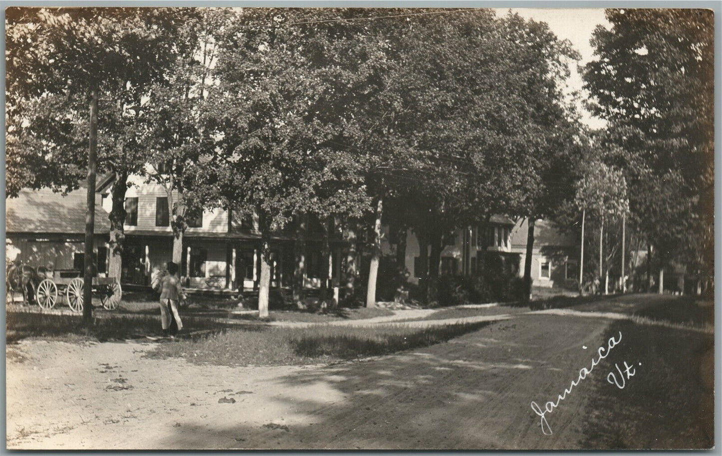 JAMAICA VT STREET VIEW ANTIQUE REAL PHOTO POSTCARD RPPC