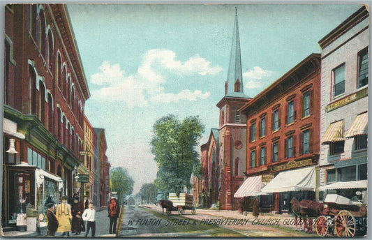 GLOVERSVILLE NY W. FULTON STREET ANTIQUE POSTCARD