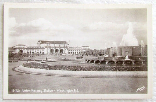 RPPC UNION RAILWAY STATION WASHINGTON D.C. VINTAGE REAL PHOTO POSTCARD railroad